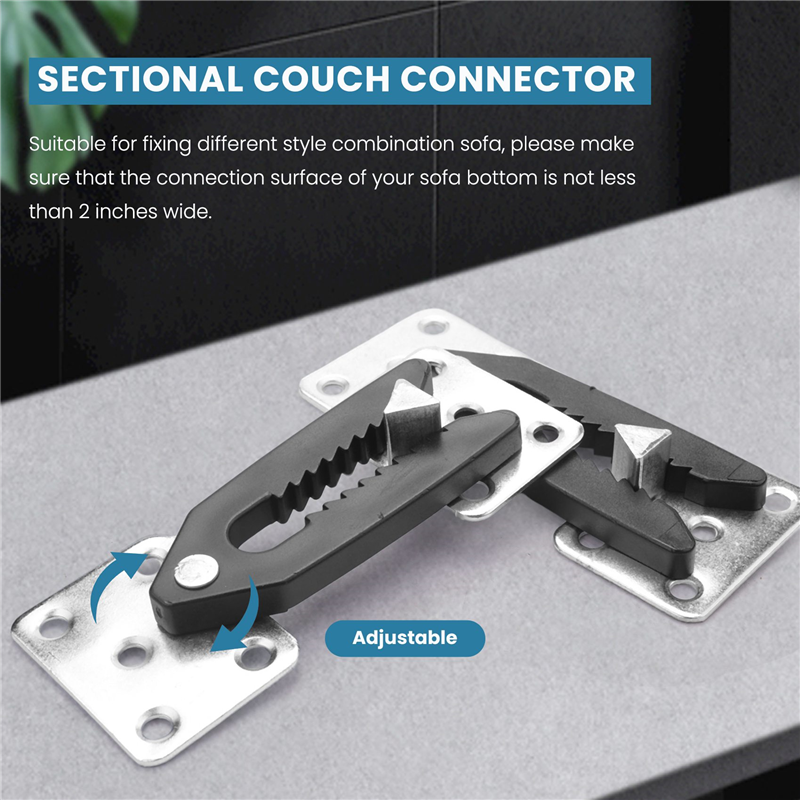 Sectional Couch Connector, 4 Pcs Metal Sofa Joint Snap Alligator Style Sectional Couch Connector, Size: One size, Silver
